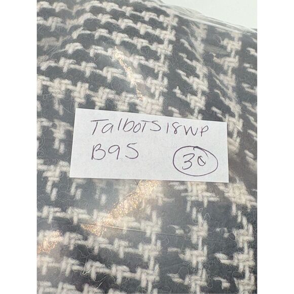 Talbots Jacket Blazer‎ Women 12 Houndstooth Cream Off White Dark Navy Blue Wool - Picture 13 of 15